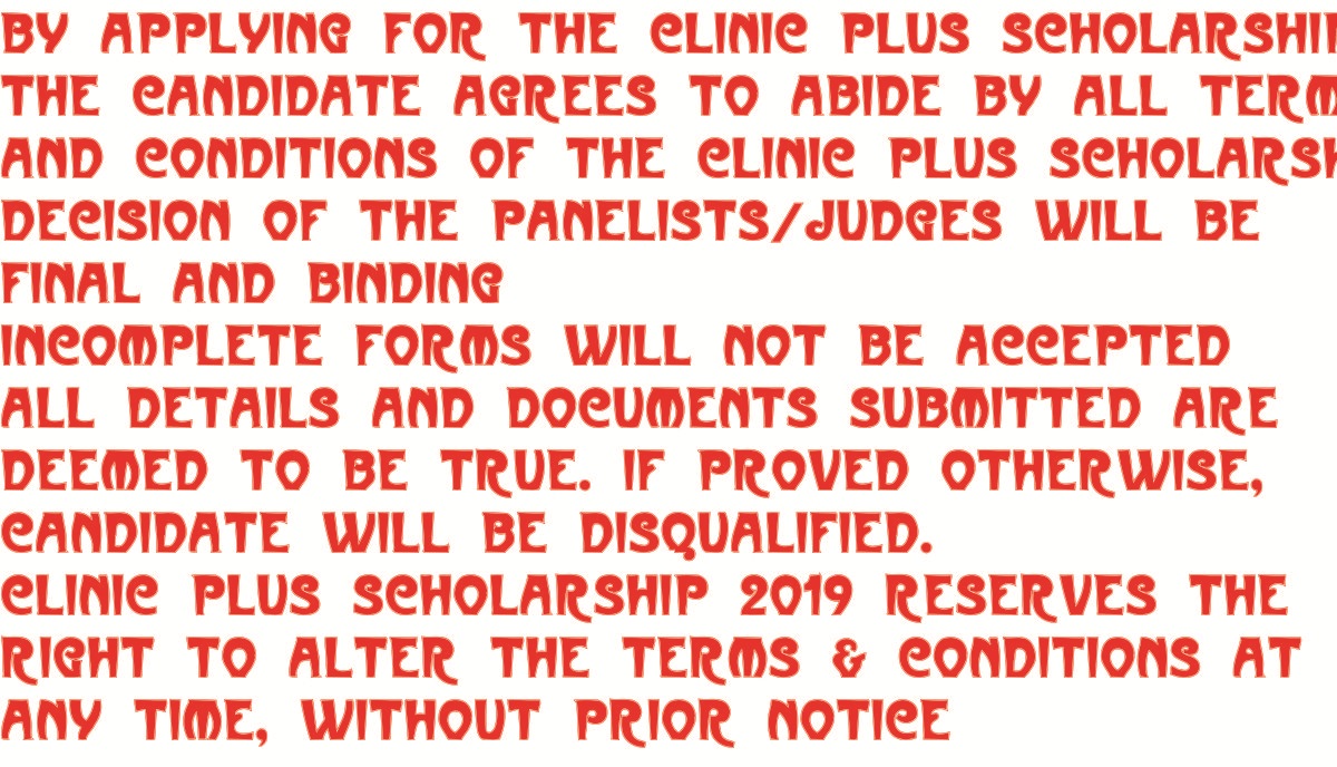 Clinic Plus Scholarship term and condition